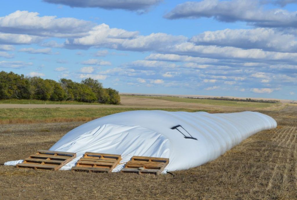 A really big bag of grain near Shaunavon, 2014