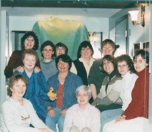 Back: Judith Benson, Betty Fitzpatrick, Bev Watson, Jo Bannatyne-Cugnet, Dianne Young. Middle: Joyce Henderson, Alison Lohans, Paula Jane Remlinger, Linda Aksomitis, Adele Dueck. Front: Myrna Guymer, Gillian Richardson